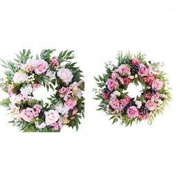 Dörrkrans Rose Artificial Flower Wreaths Garland för bröllopsdekoration Hem Party Farmhouse Decor1