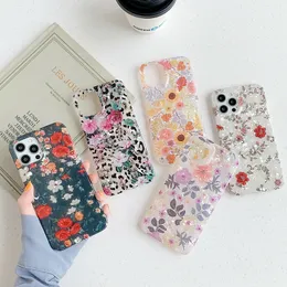 Fashional Shell Korn Blomdesign Soft TPU Hard Platstic Telefon Fodral för iPhone 13 12 11 Pro Max Mini XR XS X 8 7 Plus IMD Flower Case Cover