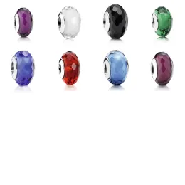 Véritable S925 en argent Sterling multicolore perles de verre amour coeur BeadCharm lFit pour Pandora Bracelet bricolage perles breloques