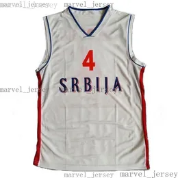 Billiga Retro Milos Teodosic # 4 Team Serbia Srbija Basketsträngar Stitched Män Kvinnor Ungdom XS-5XL