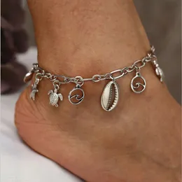 Geometryczne Zwierząt Kostki Bransoletka Czechy Sea Turtle Rozgwiazda Charms Plaża Anklet Shell Dla Kobiet Handmade Noga Bransoletka Biżuteria