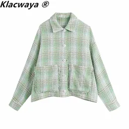 WomenTextured Checked Jackets Spring Summer Fashion Drop Shoulder Loose Shirts Coats Female Outerwear Plaid Tops 210521