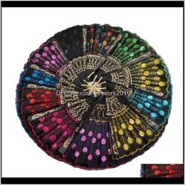 Andra festliga festförsörjningar Hem Garden Drop Delivery 2021 Sequin Dancing Fan Creative Design Peacock Folding Hand Fans Women Stage Perfo