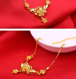 Pendant Necklaces 2021 Fashion Women's Necklace 24K Gold Flower Clavicle For Wedding Anniversary Luxury Jewelry Gifts