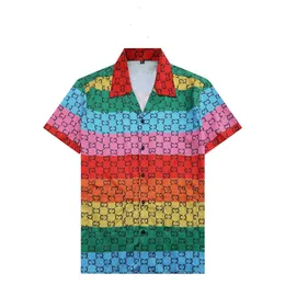 Blusa de design de alta qualidade camisas masculinas camisas de homem moda geométrica impressão de letras camisas casuais masculinas manga curta gola virada para baixo camisa de negócios M-3XL