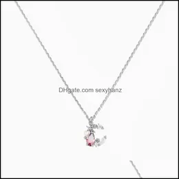 Anhänger Ketten Charmante Halsketten Koreanische Nette Zirkon Sterne Mond Anhänger Halskette Für Frauen Collier Femme Schmuck Assories Drop Lieferung