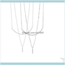 Chains Necklaces & Pendants Jewelrys925 Sier Necklace South Korea East Gate Fashion Double Curved Zircon Smile Clavicle Chain Jewelry Drop D