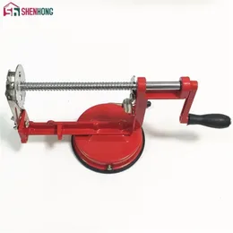 Amazing Manual Red Stainless Steel Twisted Potato Apple Slicer Spiral French Fry Cutter Cooking Tools Machine Vegetable Spiraliz 210406