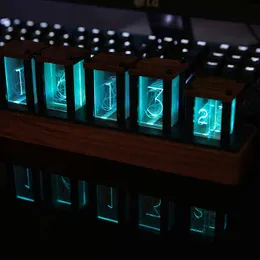 2022 Cyberpunk style table Tube clock RGB Imitated Glow Nixie Tube Clock Creative Led Electronic Digital Clock Christmas Gift 211111