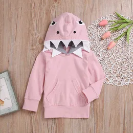 Cute Hooded Shark Children's Sweater Girl Autumn And Winter Halloween Cartoon Warm Baby Clothing 210515