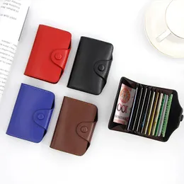 11 slots korthållare äkta läder solid färg kort plånbok dragkedja visitkort case unisex kort myntväska