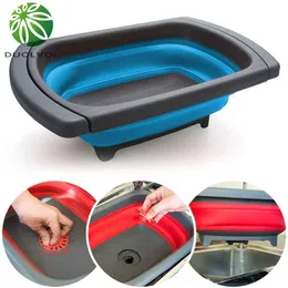 Fruit Vegetable Collapsible Colander Eco-friendly Foldable Kitchen Strainer Folding Drain Baskets With Retractable Handles 211109