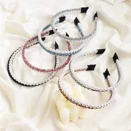 2021 Rhinestone Pearl Bezel Akcesoria do włosów Kobiety Opaska Girl Hairband Opaska Do Wlosowa Diademas Bandeau Wlać Cheveux