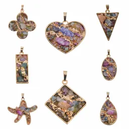 Gemstone Pendants Natural Druzy Agate with Light Gold Brass Findings Jewelry Connectors for Necklace Pendant Jewelrys Making