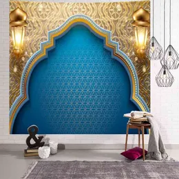 Eid Mubarak Inredning Ramadan Dekorationer för Home Wall Hängande Tapestry Muslim Festival Tapestry Bakgrundsduk Sovande Tapestry 210408