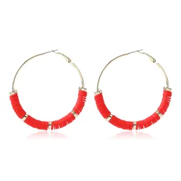Bohemian Flat Round Polymer Clay Loose Spacer Beads Women Circle Hoop Earrings Statement Jewelry Gift Accessories