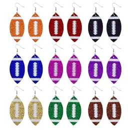 Ball Dangle Earrings Rugby Sequined Glitter Drop Earings Colorful Leather Sport Ear Hooks for Women On Sale