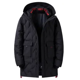 Varumärke Vinter 90% Vit Duck Down Jacket Män Long Parkas Högkvalitativa Hooded Warm Vattentät Coats för Black Outwear 211214