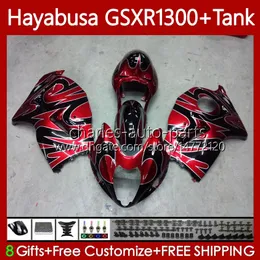 1300CC Hayabusa dla Suzuki GSX-R1300 GSXR-1300 BLK GSXR 1300 CC 74NO.127 GSXR1300 1996 1997 1998 1999 2000 2001 GSX R1300 2002 2003 2004 2005 2006 2006 2007 Owalnia Red Flames