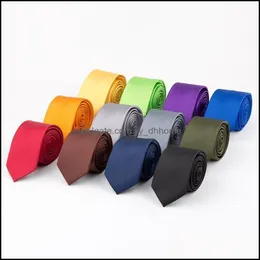 Moda Aessories 6 cm Handmade Skinny Neck Krawaty dla Męskie Solid Color Krawat Krawat Krawat Biznesowy Cravat Wedding Party Prezent Niestandardowy Logo1 Drop