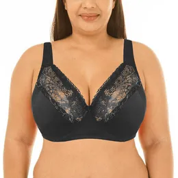 Women Padded Lace Bras Underwire Full Coverage Sheer Supportive Lace Bra Top Plus Size 40 42 44 48 50 52 DD DDD E F G Cup 210623