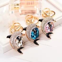 Diamond Isiya's fashion car decoration Ker rings girl's little fish keychain with dolphin case and bag Pendant