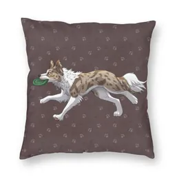 Cushion/Decorative Pillow Fashion Running Red Lilac Merle Border Collie Square Case Home Decor 3D Printing Dog Pet Cushion Cover For Living