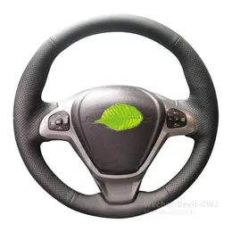 Steering Wheel Covers Alcantara Leather Cover For Fiesta Escort Ecosport Hand-stitch 2009-2014 2010 2011 2012 2013 Accessories