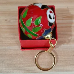 Unik Cloisonne Craft Enamel Filigree Fancy 50mm Ball Keychain Key Holder Kinesiska Handkors Födelsedaggåvor Män Kvinnor Färgglada nyckelringar