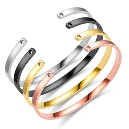 New Fashion Adjustable C-shaped Bangle Peach Heart shape Stainless Steel Plain Bracelet Banquet Gift