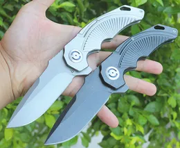 Coltello pieghevole Flipper forte nuovo arrivo Coltelli per cartelle con cuscinetti a sfera con manico in acciaio inossidabile D2 con lama a goccia rivestita in titanio