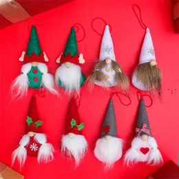 NewChristmas Faceless Doll Ornaments Tree Hanging Pendants Handmade Plush Gnome Santa Dolls Decorations 2st/Set LLF11331