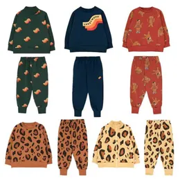 Child Brand Leopard Sweatshirt and Pants Kids Boys Girls Fashion Lucky Clothes Sets Baby Winter Hoody Tops Cat 210619