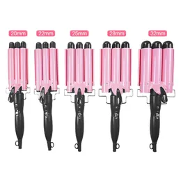 20mm-32mm Turmaline Ceramiczny Trójwarstwowy Barrel Curling Iron 180/220 Stopni Fryzjer Sklep Głębokie Wave Hair Styling Tool 41d 220211