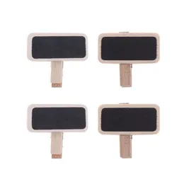 Mini Blackboard Wood Message Slate Rectangle Clips Panel Card Memo Label Garden Pots Tags Memo Clip Photo Folder Notes Decoration BH5456 TYJ