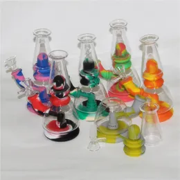 bong per acqua in vetro con ciotola da 14 mm mini bong narghilè rimovibili gorgogliatore in silicone custodia protettiva tubi per fumatori