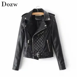 Fashion Women PU Faux Leather Jacket Ladies Chic Short Bomber High Street Slim Coat Vintage Female Zipper s Coats 210515