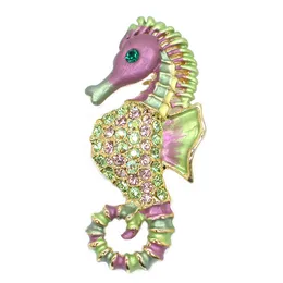 12pcs/lot Whole Fashion brooch Rhinestone Seahorse Pin brooches Corsage Men's Woman Accessories C102252