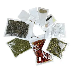 100 sztuk / partia Biały Plastikowy torba Samo Seal Opakowanie Zipper Pakiety detaliczne Żywność Coffee Tea Cookie Torby do przechowywania