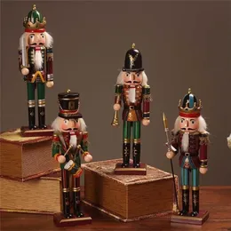 Drewniane Nutcracker Żołnierz Figurki Ozdoby 30 CM Lalek Desktop Rzemiosło Dzieci Prezenty Świąteczne HomeDecorations 211108