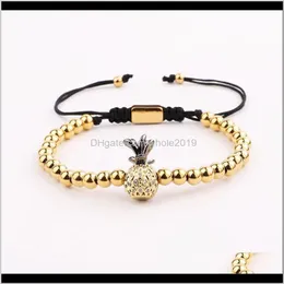 Bracelets Jewelry Drop Delivery 2021 귀여운 디자인 스테인레스 스틸 비드 CZ Pine Charm Rame Bracelet Women Beaded, Strands pkziy