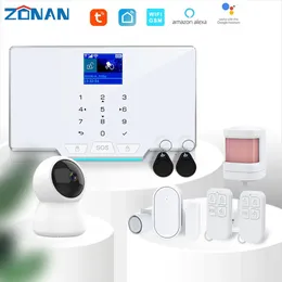Zonan Tuya Wifi Security home with IP Camera Apps Control Full-color Light Wireless Gsm Alarm Smart Home system