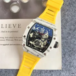 Relógios esportivos de luxo masculinos designer marca relógio esqueleto dial 43mm quartzo relógios pulso moda silicone cinta multi cor mili2581