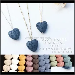 Collana con pietra lavica a forma di cuore 9 colori Diffusore di oli essenziali per aromaterapia Pietra a forma di cuore per gioielli moda donna Mwa0E Zensa