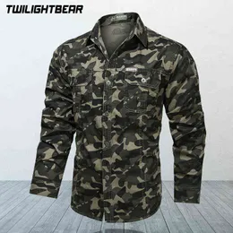 2021 camo camisas casuais camisa manga longa enorme algodão puro de algodão militar camisa homens roupas blusas AF1388C G0105