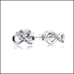 Inne kolczyki Biżuteria CKK Sparkling Infinity Stud Kolczyk dla Kobiet Sterling Sier 925 Aretes Pendientes Kolczyki Earing Brincos Drop Decve