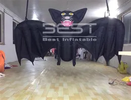 3 m bred Halloween uppblåsbar svart fladdermus för evenemang Musikfestival scendekoration