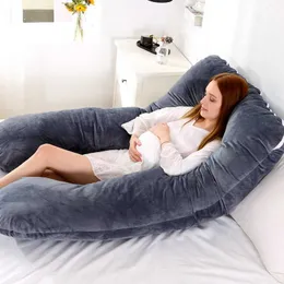 1pc U Type Pregnancy Pillow Multi Functional Side Protect Cushion for Pregnant Women Gravida Soft Velvet Bed Pillow Drop 210611