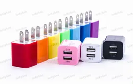 Fast Speed ​​Charger 2.1a + 1a Dual USB-portar US AC Home Travel Wall Chargers Adapter för iPhone Samsung S8 S9 S10 Not 8 9 10 HTC Android Telefon