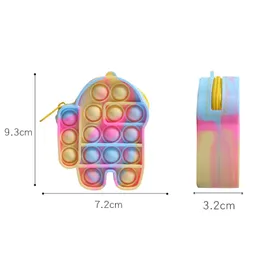 ミニバブルポッパーバッグ感覚ゴムシリコン財布かわいい形キーホルダーフィジットプッシュポップポップパズルケース財布コインバッグキーホルダーギフトE103